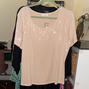 Women’s Beige Sequin Top BRAND NEW lg